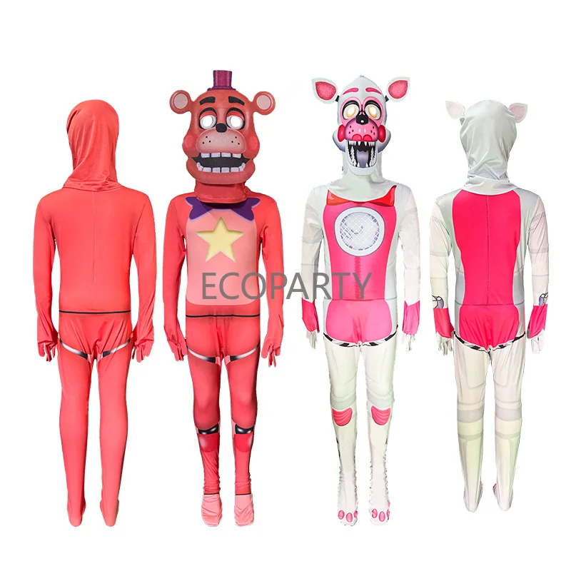 Fünf Nächte Kostüm Chica Kinder Bonnie Overall Foxy Halloween Cosplay Party Bodysuit 110-160cm