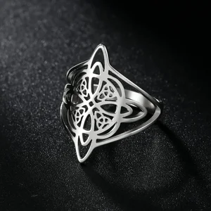 Skyrim-Bruxaria Hexenringknoten für Männer und Frauen, Edelstahlfinger-Ringe, Wicca Trichetra Celtics, herausfordernder Schutzschmuck 10 Hauptverkäufe Celtic Accessoires - №4