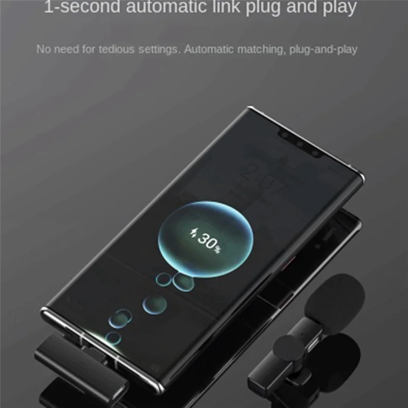 ABDQ-Wireless Lavalier Microphone Super Battery Life Microphone Suitable for IPhone IPad Android Live Recording Interview A