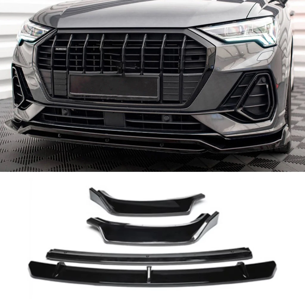 Front Bumper Lip Spoiler For Audi Q5 Q5L 2018 2019 2020 Front Bumper Protector Lower Blade Splitter Car Styling