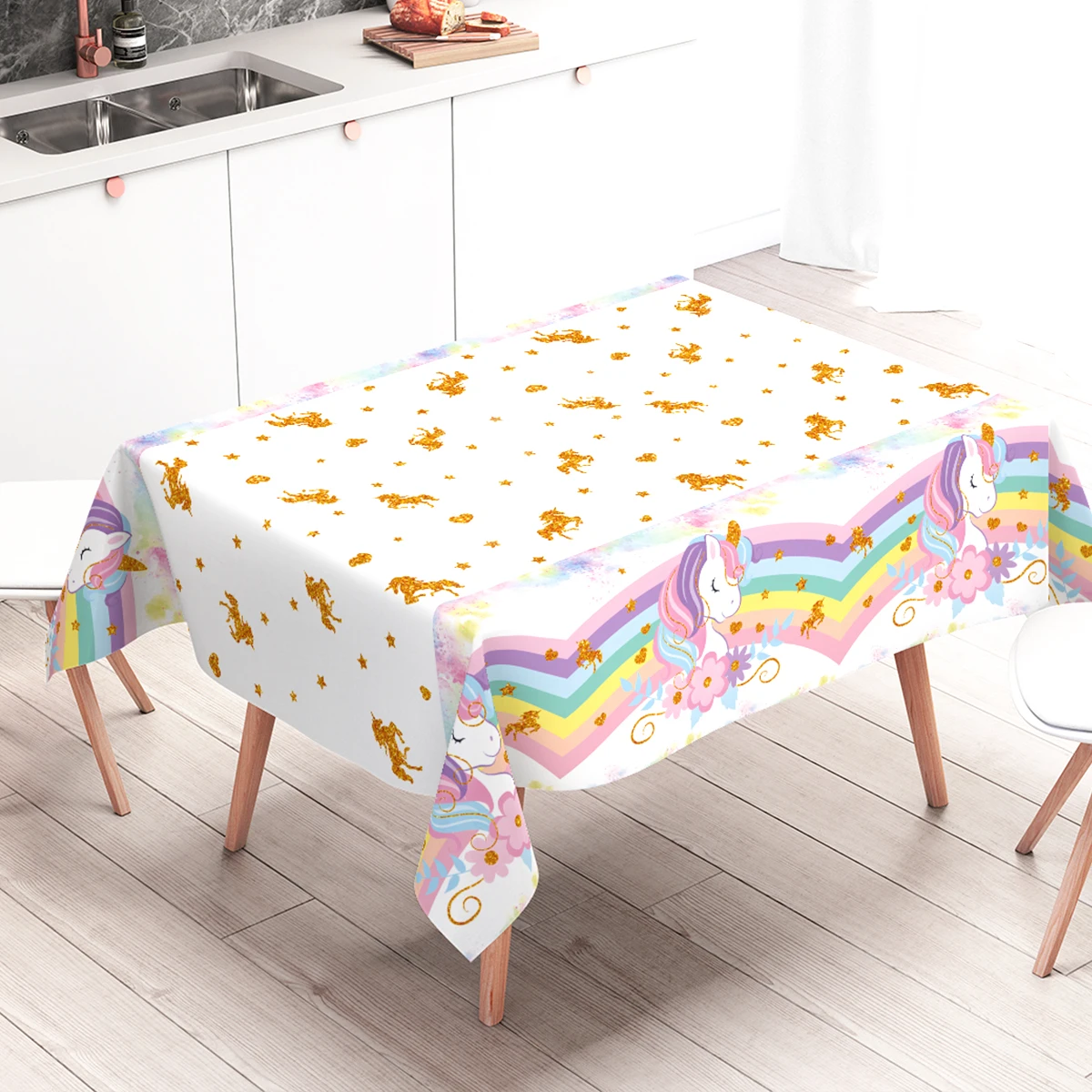 Rainbow Unicorn PE Tablecloth Happy Unicorn Theme Birthday Party Decorations Kids Favors Table Cover Girls Baby Shower Supplies