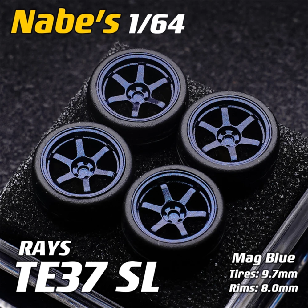 Nabes Chika 1/64 Model Car Wheels with Rubber Tires Luxurious Modified Parts JDM VIP for Hotwheels Tomica MiniGT D:10.5mm/9.7mm