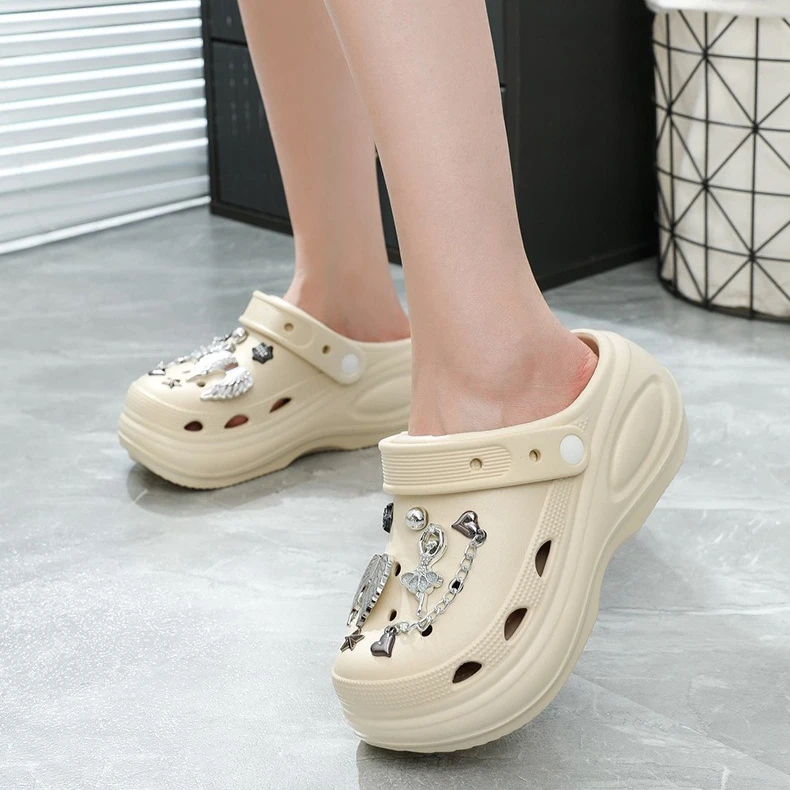 

Fanceey DIY Personality Slippers Decoration Sumeer Women's Sandlas Thick Sole Breathable Flip Garden Clogs Beach Vacation Shoes