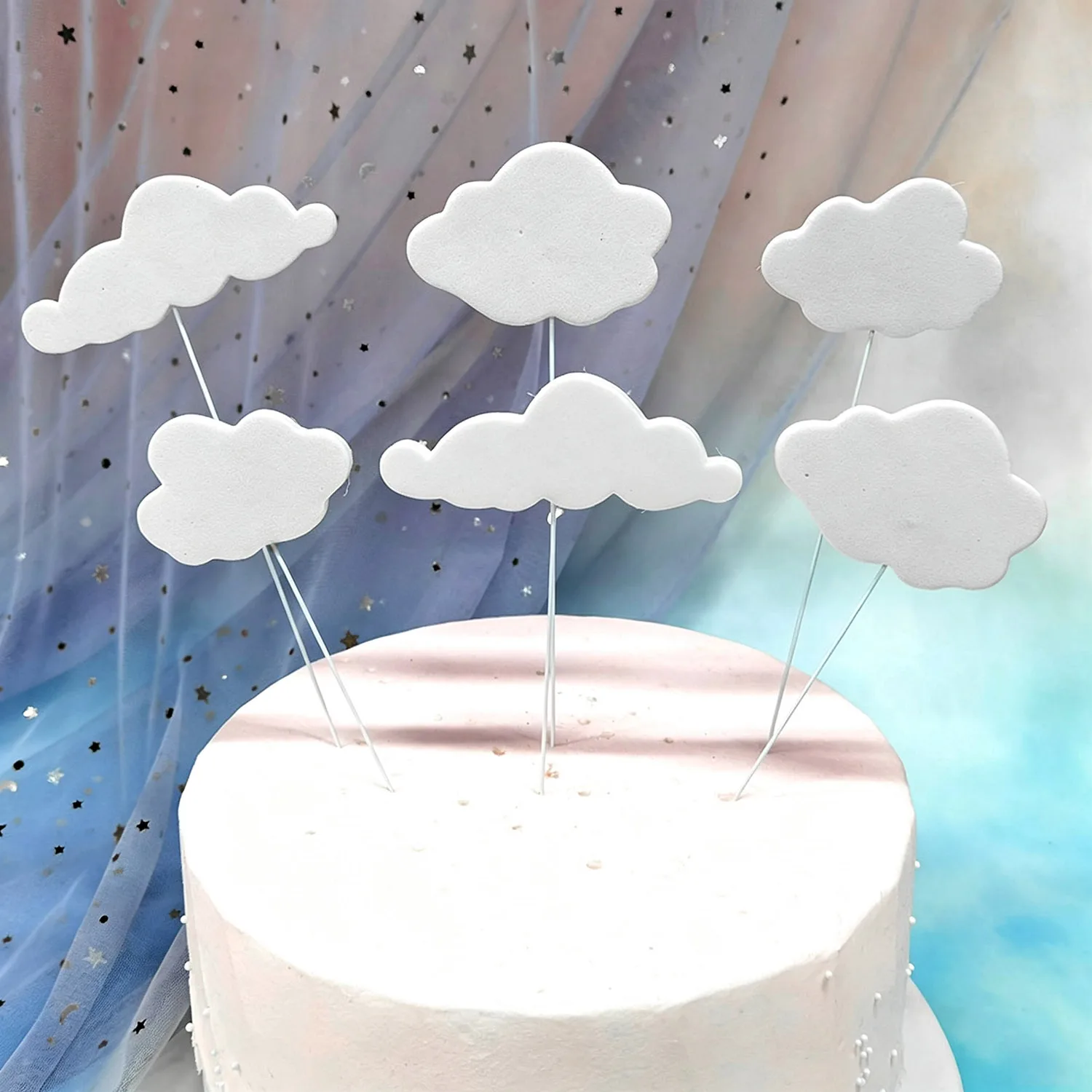 30/24/12Pcs White Cloud Cupcake Toppers Cloud Cupcake Picks Baby Shower Kids Birthday Wedding Baptism Party Cake Decorations