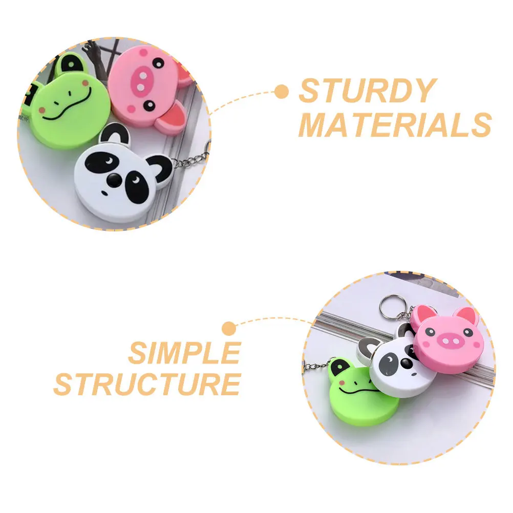 3개입 자동 줄자 동물 키체인 자동 신체 측정 도구 재봉용 유연한 미니 자 가정 사무용품