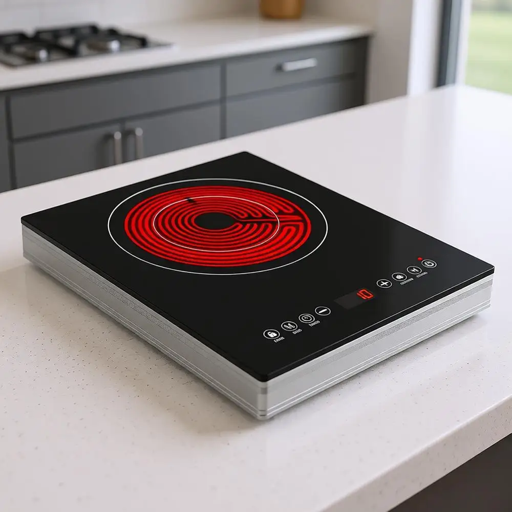 

Электрическая варочная панель с одной конфоркой мощностью 1600 Вт, сенсорным управлением, портативная инфракрасная конфорка с таймером и блокировкой безопасности