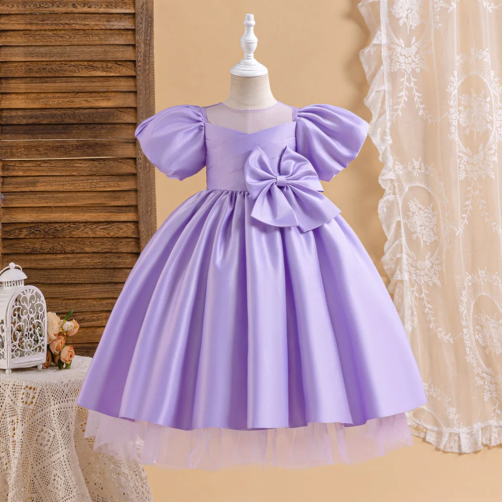 Elegant Kids Christmas Party Dresses For Girls Wedding Birthday Prom Gown Children Costume Tulle Bow Girl Summer Princess Dress