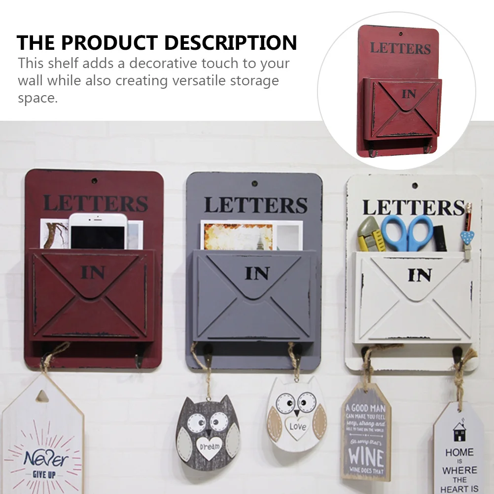 

Decorative Wall Shelf Mail Key Holder with Hooks for Small Spaces Art Photo Ledge Storage Rack Home Shelf Storage Rack