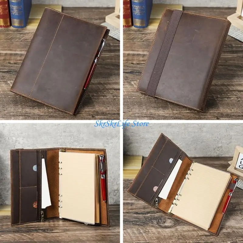 E65E Genuine Leather Notebook Cover for Journaling and Planning Use