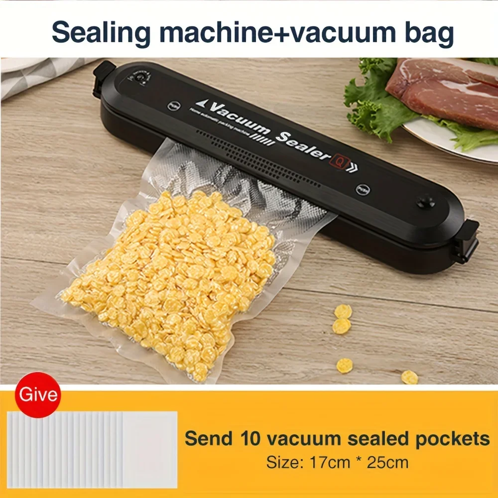 Eletric Vacuum Sealer Machine With 10PCS Food Packing Vinyl Storage Bags Vacuum For Sealing Degasser Home And Kitchen Supplies