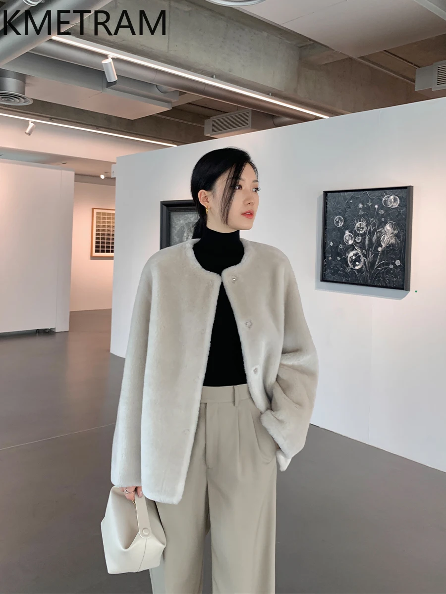 Natural Merino Wool Sheepskin Double Faced Fur Jacket Women Luxury Loose Real Fur Coat Winter Woman Clothing 2025 шуба женская