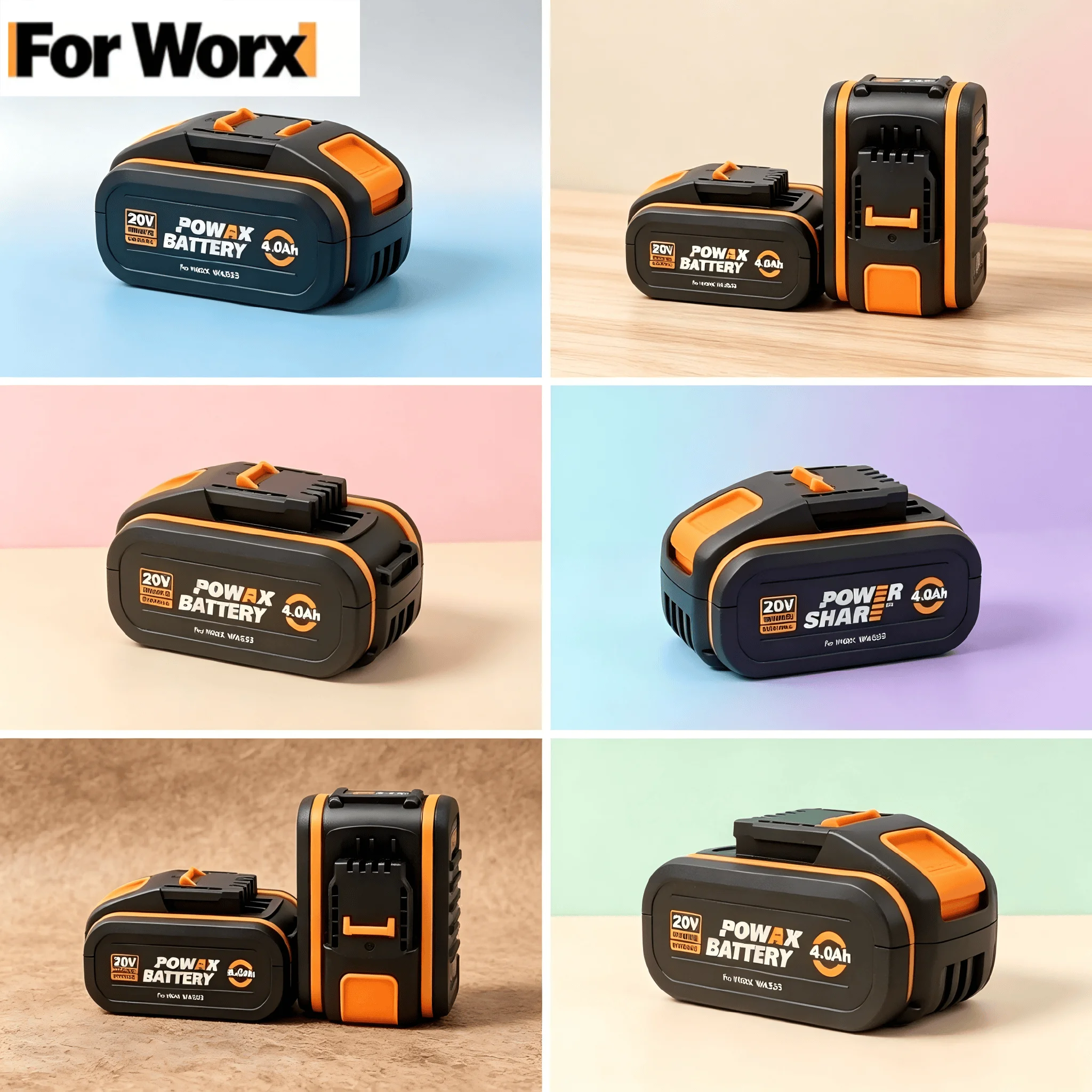 

High Capacity18650 Battery Pack For Worx 20V 4.0Ah 6.0Ah 8.0Ah Discharge WA3520 WA3525 WA3575 WA3578 Electric Power Tool Battery