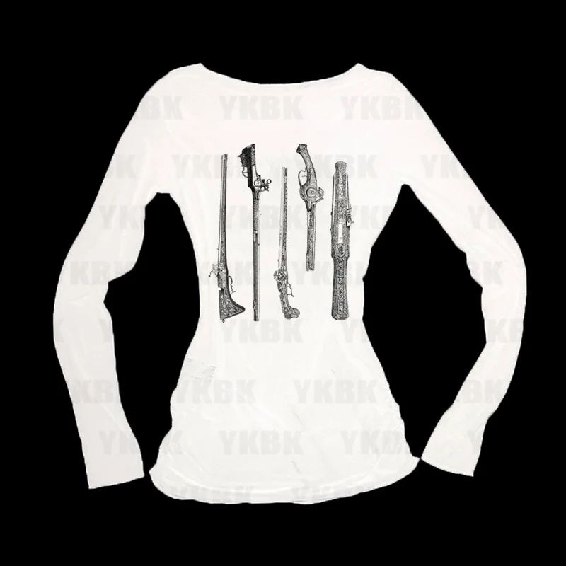 Graficzne, codzienne koszulki z długim rękawem w stylu Harajuku z nadrukiem anime, vintage, damskie, trashy, Y2k, lata 2000, topy, gotyckie, cool girl, białe, czarne, baby.