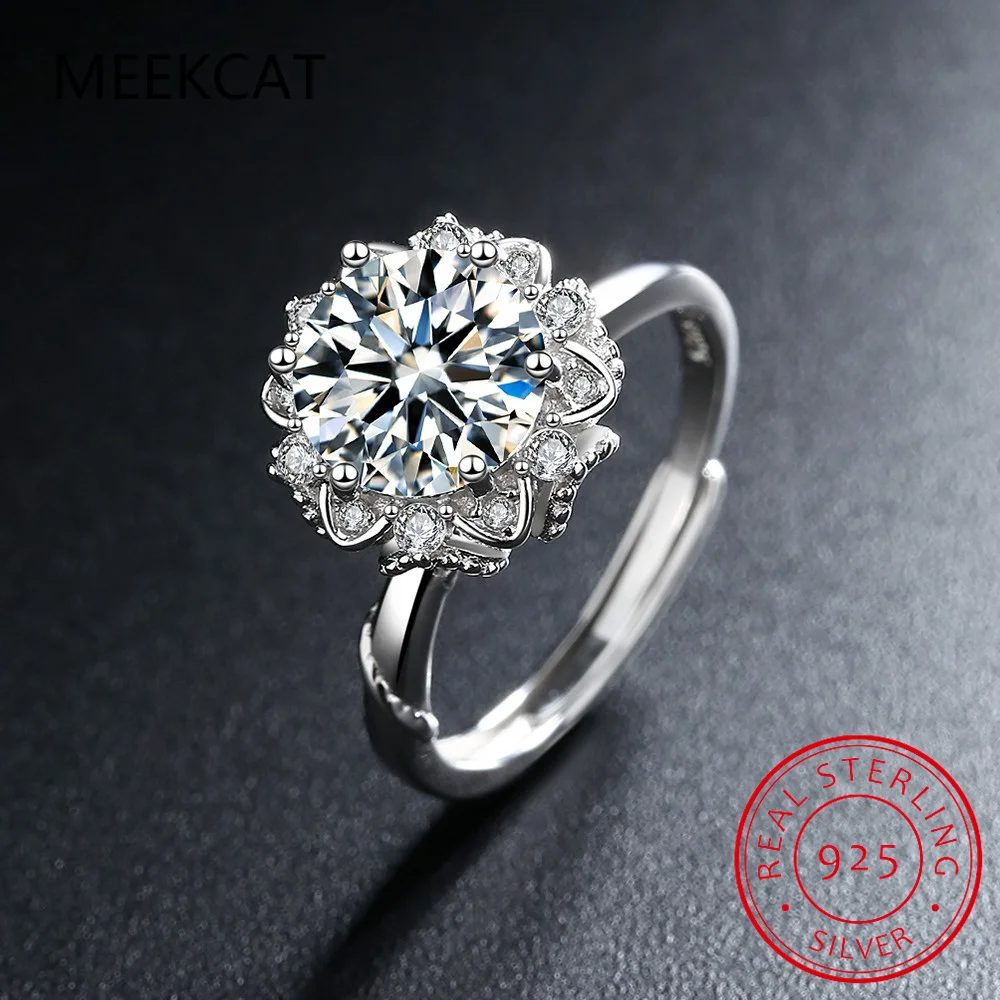 

All Moissanite Ring For Women Sunflower Brilliant Diamond S925 Silver 18K Plated Wedding Band Fine Jewelry Gifts
