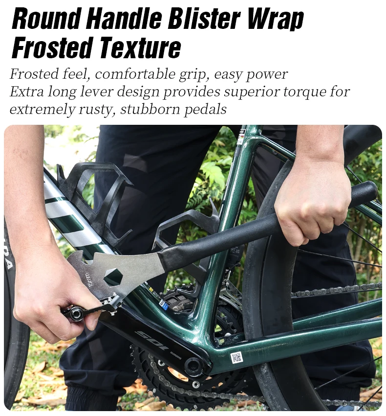 LEBYCLE Fahrradpedalschlüssel, extra langer Griff, robust, langlebig, Fahrradpedalschlüssel, installieren Sie 15 mm Werkzeug, Fahrradzubehör – Detail 8