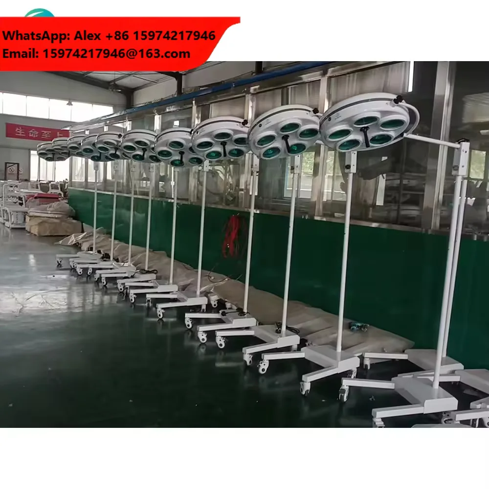 Hospital 5 Holes LED Shadowless Surgical Lamp Mobile Floor Stand Surgical Examination Lamp