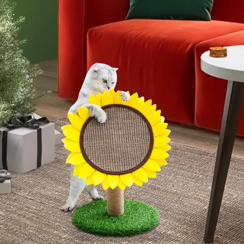 

Cute Cat Scratching Post Sunflower Kitten Scratch Post Small Cat Sisal Covered Scratcher Flower Cat Tree Furniture Interactive