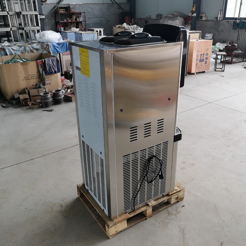 Коммерческая Вертикальная/настольная машина для производства мягкого мороженого, 1600 Вт, 20-28 л/ч, двойная машина для мороженого с экраном