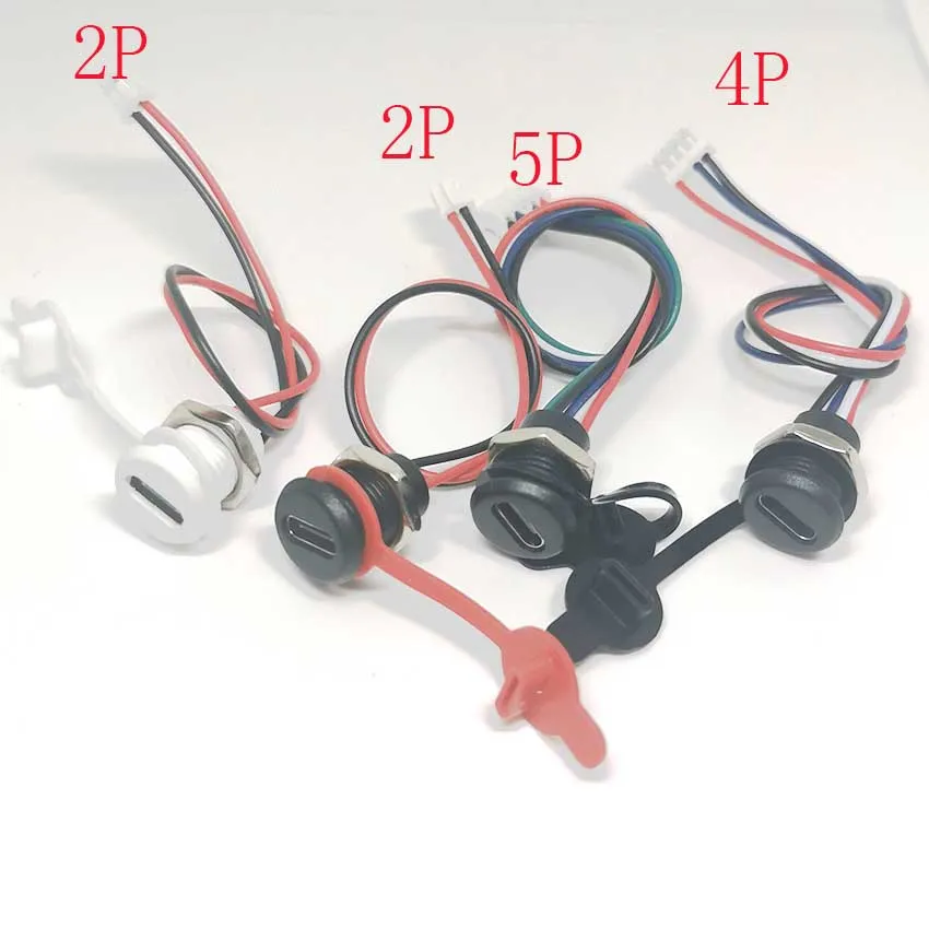 1pcs USB Connector Type-C Waterproof with PH 2.0 nut locking plate Female TPC Waterproof High Current Fast Charging jack port