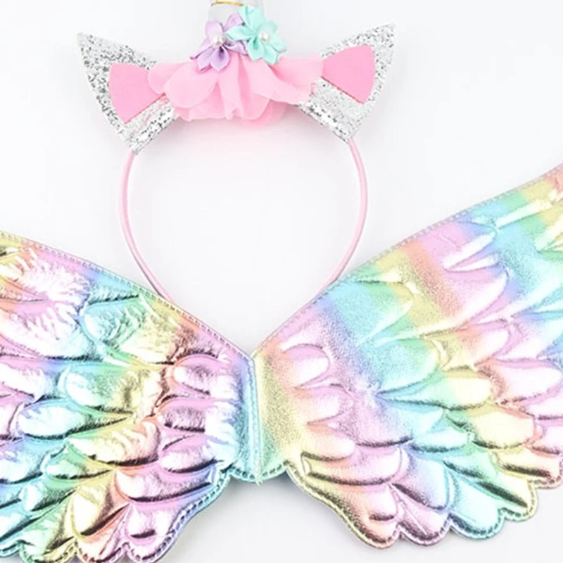 Princess Fairy Unicorn Angel Hairband Wing for Kids Girls Party Fancy Wand Carnival Costume for Cosplay DropShipping