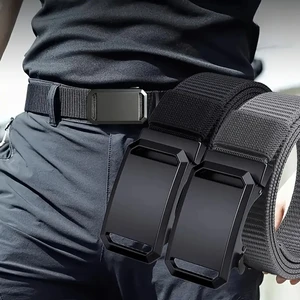 New Automatic Buckle Belt, Canvas Tactical Workwear Casual Outdoor Military Training Pants Belt For Men
