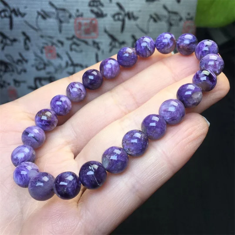 8MM Natural Charoite Bracelet Gemstone Round Bead Crystal Healing Gemstone Bracelet Jewelry Gift 1PCS