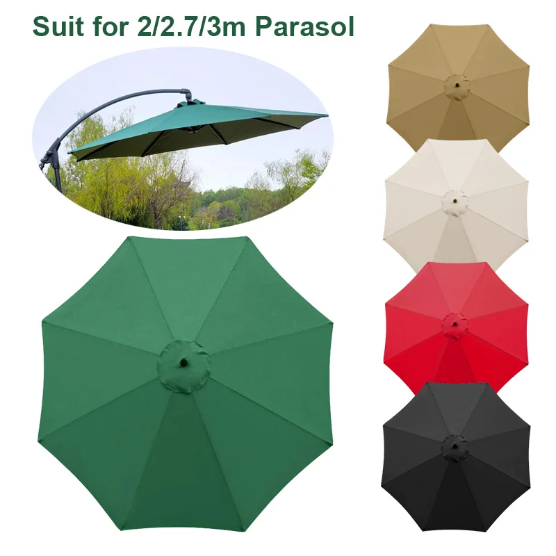 

2/2.7/3m Polyester Parasol Cover Outdoor Sunshade Umbrella Cloth Courtyard Parasol Replacement Rainproof Sunscreen Cloth