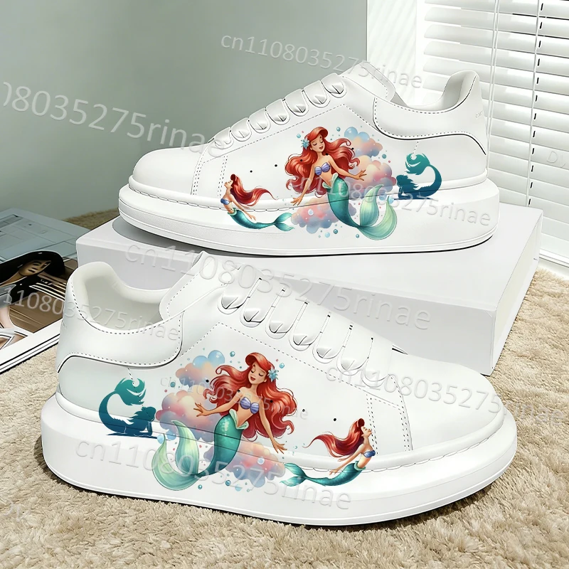

Повседневные кроссовки Ariel Princess для подростков и взрослых: милые кеды с интересным принтом из искусственной кожи для девочек и женщин, подарок 2026