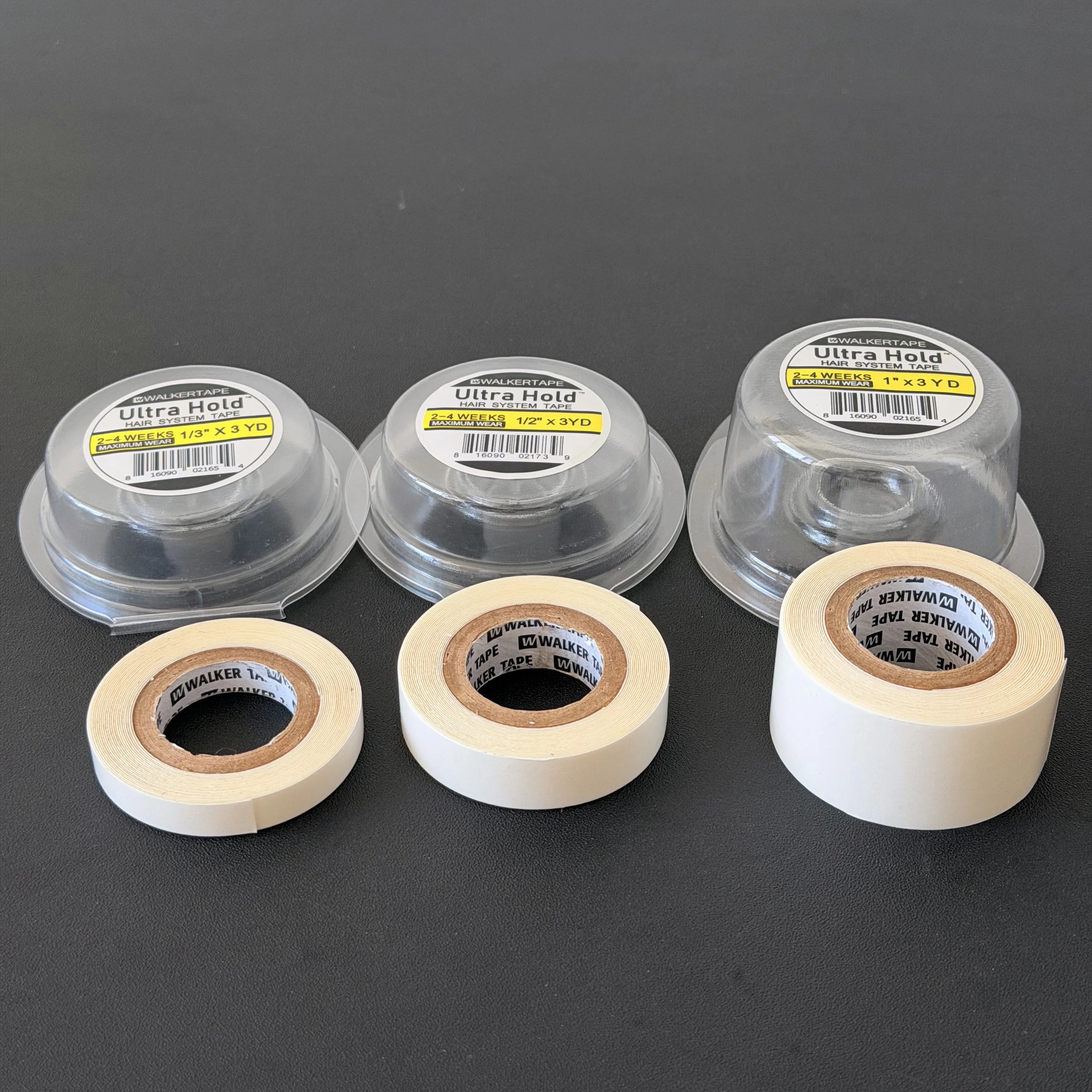 

White Ultra Hold Wig Tape with Case, 0.8/1.27/2.54cm 3 Sizes Double Sided Adhesive Tape for Lace Wig Toupee Hair System
