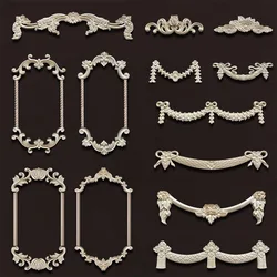 Wood Appliques Molding Carved Decal Corner Onlay Room Decor Item for Home Decoration Furniture Cabinet Orietal Flower Crafting