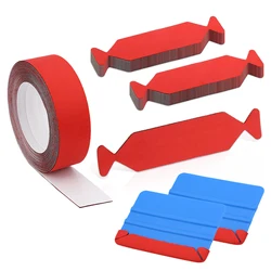 FOSHIO Car Scraper Red Fabric Buffer Felt Edge Wrapping Protector Auto Styling Vinyl Squeegee Window Tint Tools Anti-Cut Cloth