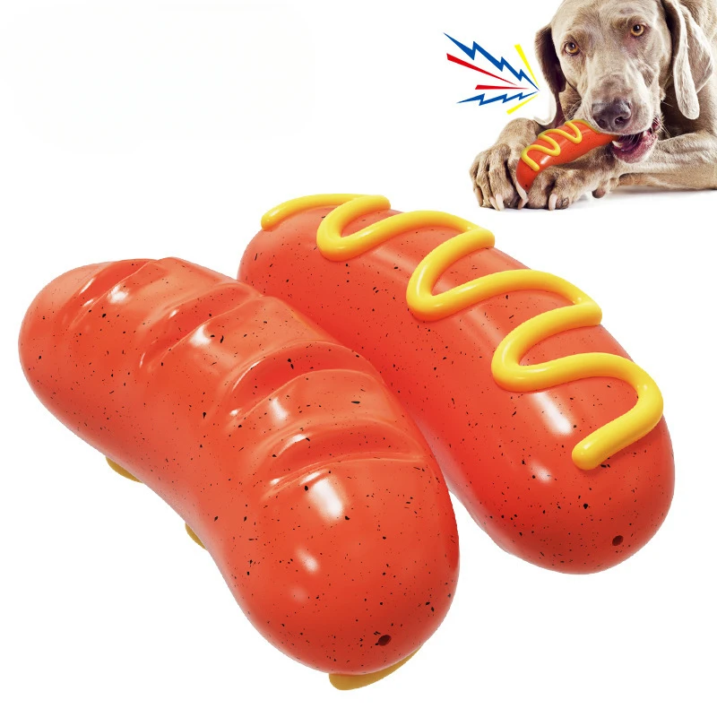 

2024 Hot dog toys Sausage chew toys Small, medium, Large dog accessories Interactive squeak teeth cleaning training pet supplies