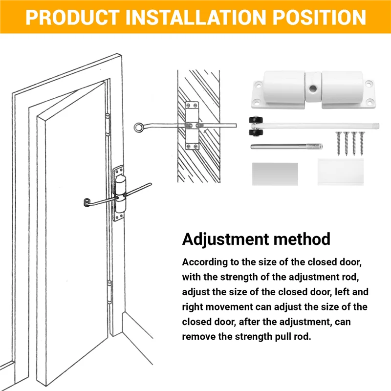 Automatic Door Closer Metal Adjustable Heavy Duty Safety Spring Silenciar Convert Hinged Door Interior Exterior