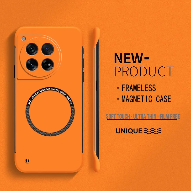 رقيقة جدا الصلب PC المغناطيسي فرملس جراب هاتف ل Magsafe Oneplus 12 12R 11 11R 10T 10R 10 Pro ماتي اللون الصلبة غطاء