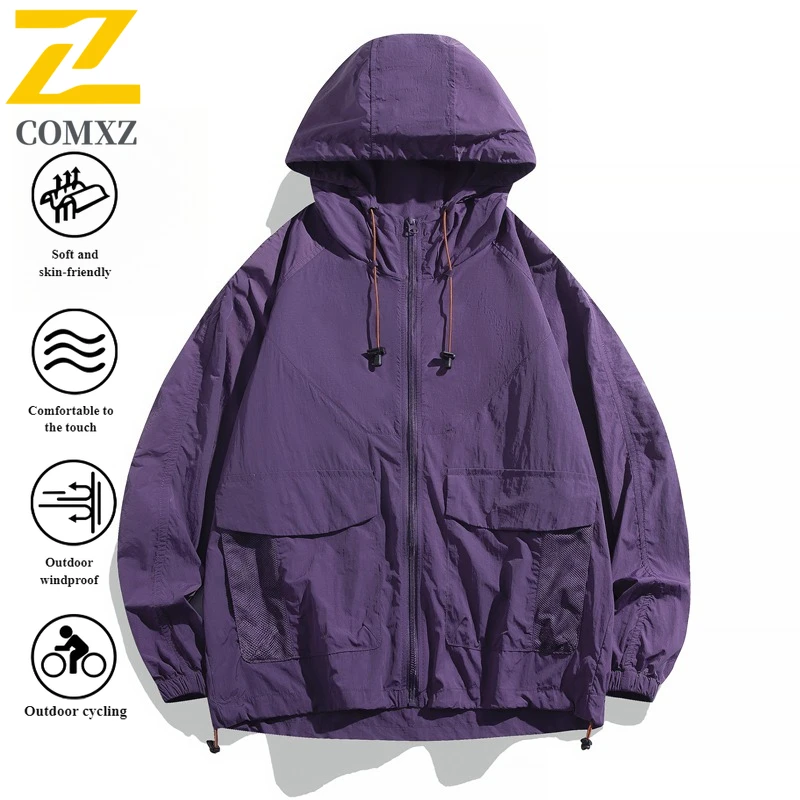 مجموعة EIAO Premium للحماية من الأشعة فوق البنفسجية سترة للزوجين بعامل حماية من الأشعة فوق البنفسجية 50 + معطف جلد رفيع للغاية بغطاء للرأس مع ملابس واقية من الشمس للمغامرات الخارجية #2