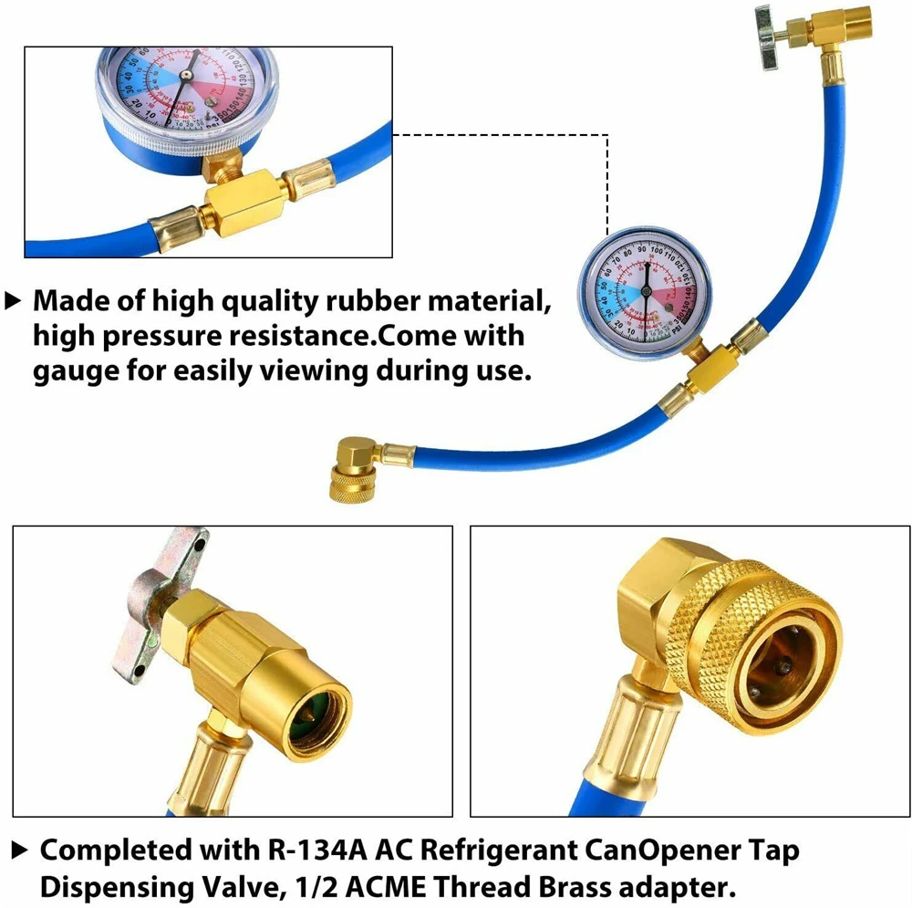 r134a Refrigerant Gas Filling Tools Automotive Air Conditioning Refill AC Recharge Kit Car Air Conditioning Valve Manometer