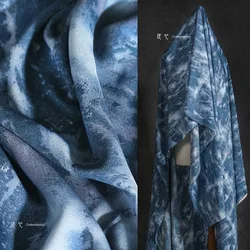 Retro Blue Marble Rock Print Texture Hanfu abito in tessuto antico tessuto di design importato