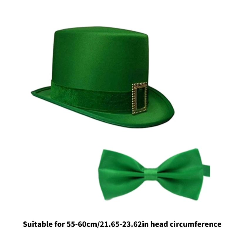 Set cravatte per cappelli in feltro verde Cappello per celebrazioni festive Cappello per gentiluomo retrò Dropshipping