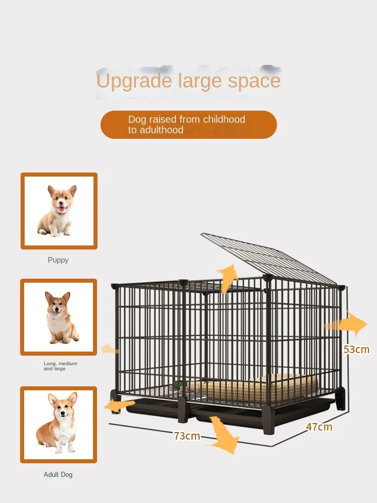 Dog Cage Small Dog Indoor with Toilet Separation Household Kennel Dog Pet Fence