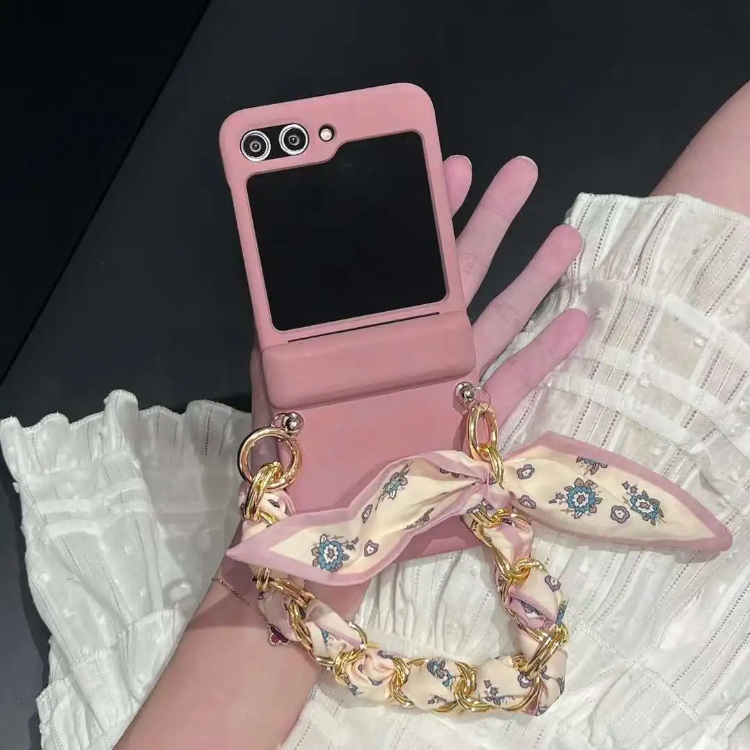 Handheld Scarf Bracelet Wristband Chain Hard For Samsung Galaxy Z Flip 6 Z Flip 5 4 3 Transparent Phone Cover Soft Case