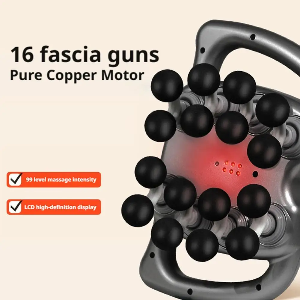 16 رئيس فآسيا بندقية LCD عالية الوضوح عرض الكهربائية الضوء الأحمر قوية الاسترخاء مدلك الظهر الساق الذراع الرقبة الجسم العضلات مدلك #3