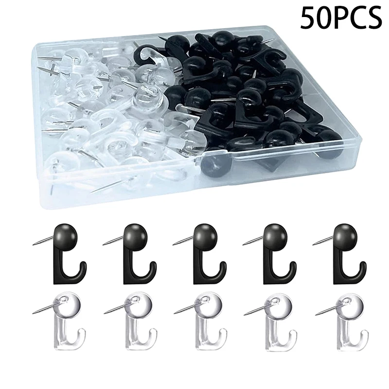 50Pcs Push Pin Hooks Plastic Heads Thumbtack Hooks Decorative Thumb Tacks Hook Back Push Pins Hook For Cork Board Bulletin Board