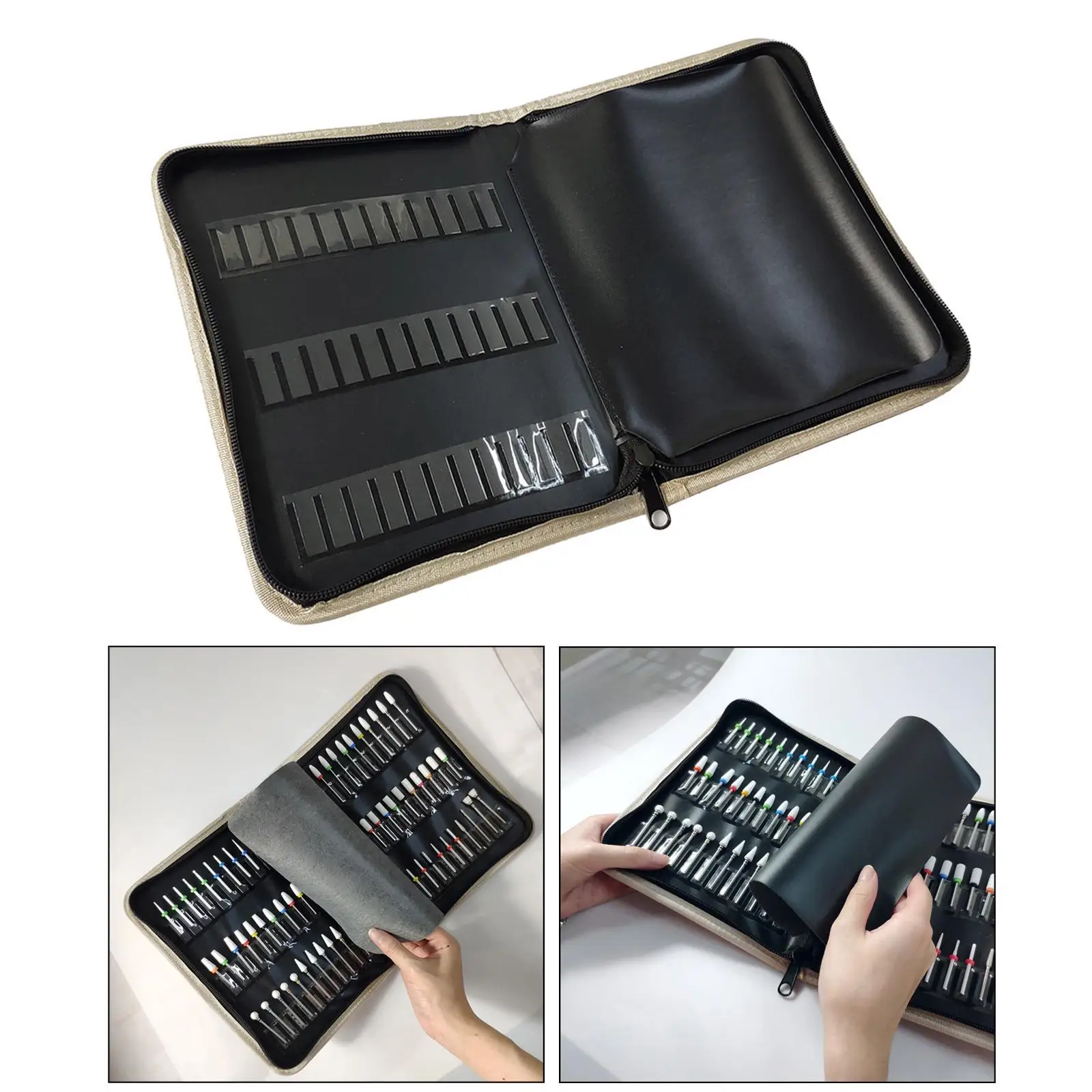 Foldable 72 Slots Nail Drill Bits Holder Organizer Container for Home Use or