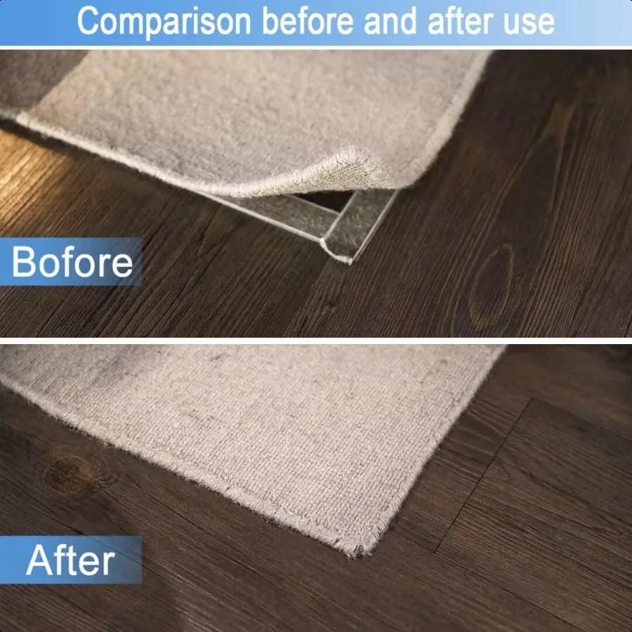 Rug Tape Pad Rug Anchors Carpet Hook and Loop NonSlip Mat AntiSkid Stickers 10PCS Black