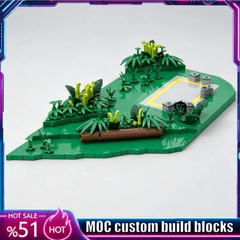 

749PCS Jungle Battle Scene MOC Model Custom Puzzle Blocks Architecture Creative Assembly Educational Toy Collection Display Gift