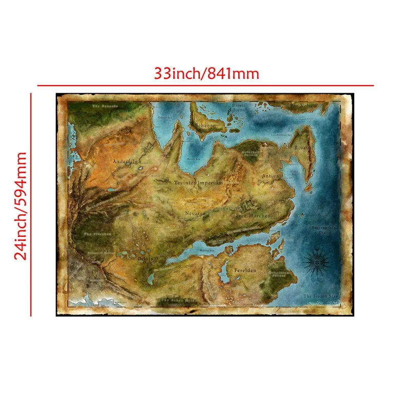 84 * 59 cm Vintage Map Wall Art Poster Retro Canvas Painting Unframed Prints Decorative Pictures Living Room Home Decoration