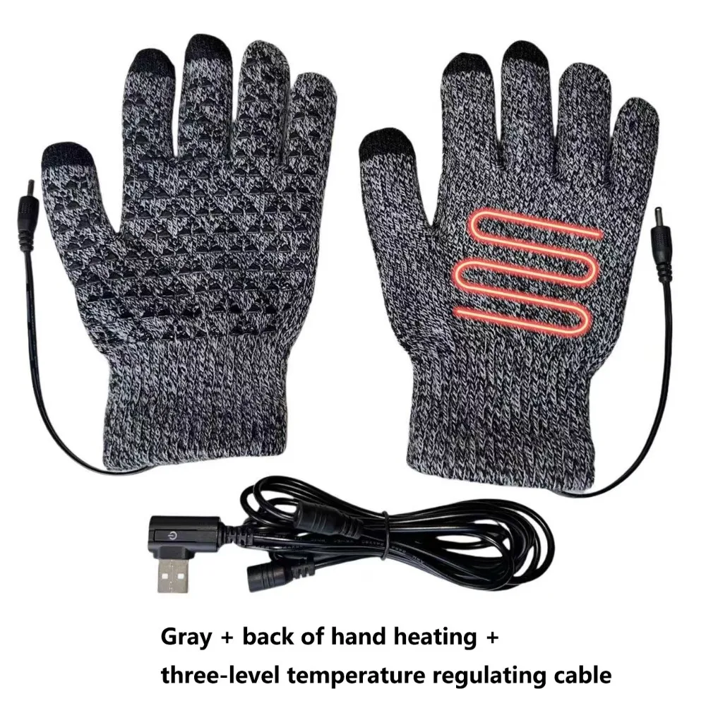 

Прочные утолщенные перчатки с USB-подогревом, регулируемые нескользящие перчатки для сенсорного экрана, теплые перчатки с электрическим подогревом, зимние
