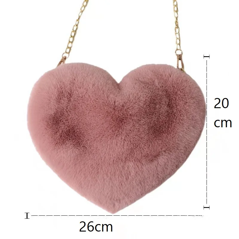 Chain Plush Bag Cross-body Bag Peach Heart Heart Bag Valentine\'s Day Birthday Gift Bestie Handbag Purses and Handbags