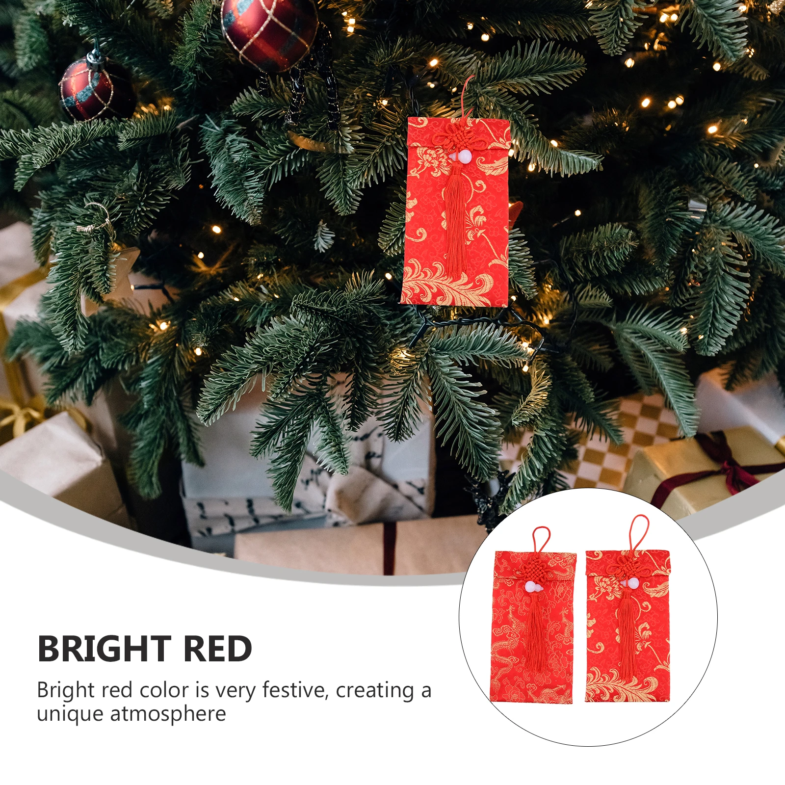 

2pcs Brocade Chinese Knot Red Envelopes Decorative Money Bags Delicate Pouches Wedding Party Gift Red Color Festive Atmosphere