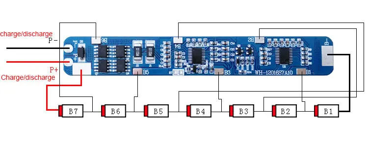 Placa de protección de batería 7S 10A 25,9 V Li-ion BMS PCM para LicoO2 Limn2O4 24V